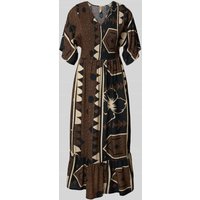 Soyaconcept Midikleid aus Viskose mit V-Ausschnitt Modell 'ROSALIE' in Mittelbraun, Größe XS von Soyaconcept