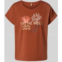 Soyaconcept T-Shirt mit Rundhalsausschnitt Modell 'RINA' in Rostrot, Größe S von Soyaconcept