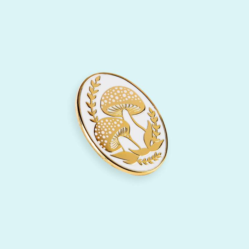 Goldener Pilz Anstecker - Motiv Blatt Weiß Emaille Schmuck Pin Goldener Pilz Anstecker - Motiv Blatt Weiß Emaille Schmuck Pin von SoyahPress