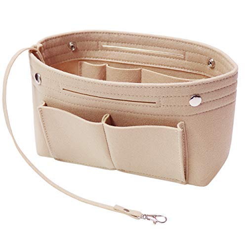 Soyizom Filz Handtasche Organizer Bag in Bag,Innentaschen für Handtaschen Organizer mit Schlüsselkette für Speedy Neverfull,8 Farben(Beige,Groß) von Soyizom