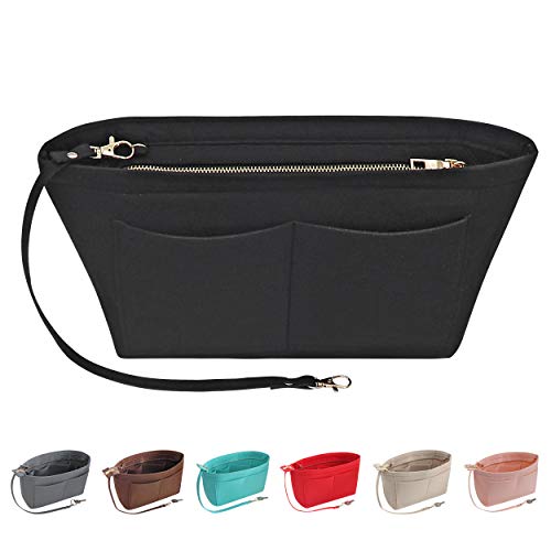 Soyizom Filz Handtasche Organizer Geldbörse Organizer Filz Insert Bag Organizer Multi Pockets Einkaufstasche in Tasche für Frauen (Mittel, Schwarz) von Soyizom