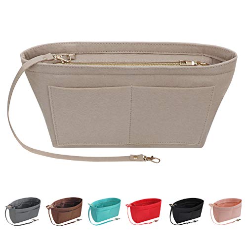 Soyizom Filz Handtasche Organizer Geldbörse Organizer Filz Insert Bag Organizer Multi Pockets Einkaufstasche in Tasche für Frauen (Mittel,Beige) von Soyizom