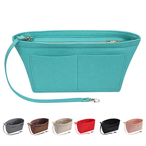 Soyizom Filz Handtasche Organizer Geldbörse Organizer Filz Insert Bag Organizer Multi Pockets Einkaufstasche in Tasche für Frauen (Mittel,Grün) von Soyizom