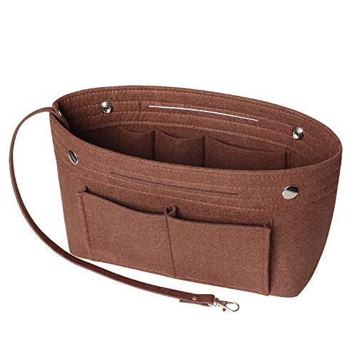 Soyizom Purse Organizer Insert für Einkaufstasche, Tasche in Tasche, Tasche Insert mit Schlüsselbund für Speedy Neverfull, 8 Farben (Kaffee, groß) von Soyizom