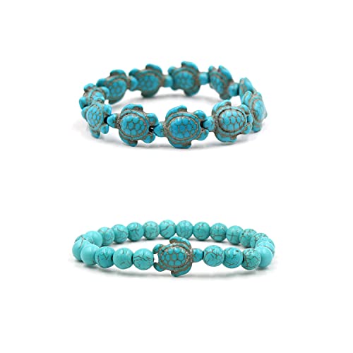 Soyzvteo 2Pcs Sea Turtles Beads Bracelet Elastic Natural Stone Stretch Bracelet Turquoise Turtle Bracelets Friendship Gifts for Women Men Girls, Edelstein, Ohne Edelstein Soyzvteo 2Pcs Sea Turtles Beads Bracelet Elastic Natural Stone Stretch Bracelet Turquoise Turtle Bracelets Friendship Gifts for Women Men Girls, Edelstein, Ohne Edelstein von Soyzvteo
