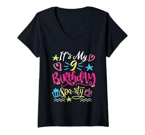 Damen Spa Lover Dekorationen Spa-RTY Mitarbeiter Geburtstag Spa Bday T-Shirt mit V-Ausschnitt von Spa Birthdy Party Clothing For Spa Squad & Spa Day