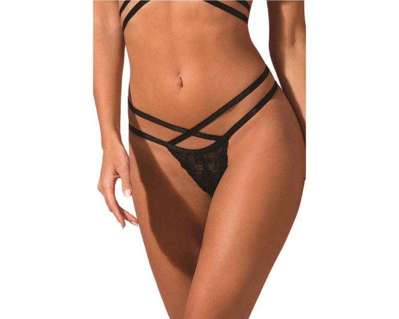 SpaLeXLine String String Nozomi schwarz mit Spitze Blumenmuster elastisch Tanga (einzel, 1-St) von SpaLeXLine