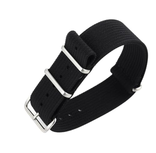 Armband Nylon gewebt Universal-Uhrenarmband weich Herren Damen Uhrenzubehör Canvas-Armband Stoffarmband, Schwarz, 18mm von SpaRcz