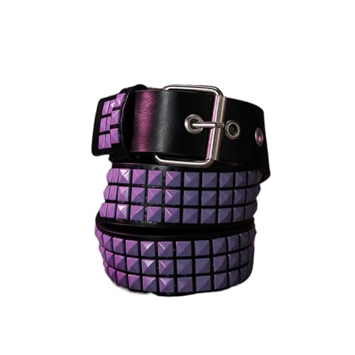 SpaRcz Damen 3.8 cm Kunstleder wild Gürtel Mode Niet Gürtel, Lila, 110 cm von SpaRcz