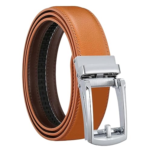 SpaRcz Herrens 3.1 cm Leder Mode Gürtel Lässig Einstellbar Gürtel, Gelb Braun, 110 cm von SpaRcz
