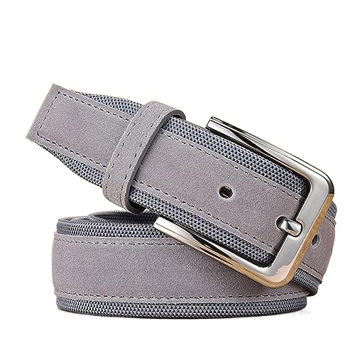 SpaRcz Herrens 3.4 cm Leder Mode Gürtel Lässig Jeans-Kleiderhose Gürtel, Grau 3,8 cm, 115 cm von SpaRcz