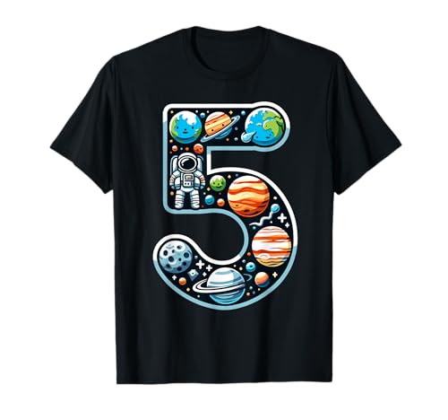 5 Jahre alter Weltraum Astronaut 5. Geburtstag Junge Mädchen Kinder T-Shirt von Space Astronaut Birthday Kids