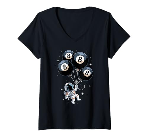 Damen Billardkugel Astronaut Schwebender Raumfahrer Weltraum T-Shirt mit V-Ausschnitt Damen Billardkugel Astronaut Schwebender Raumfahrer Weltraum T-Shirt mit V-Ausschnitt von Space Astronaut Lover Gifts