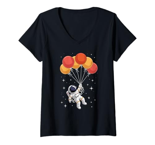 Damen Dodgeball Ballon Astronaut Schwebender Raumfahrer Weltraum T-Shirt mit V-Ausschnitt Damen Dodgeball Ballon Astronaut Schwebender Raumfahrer Weltraum T-Shirt mit V-Ausschnitt von Space Astronaut Lover Gifts