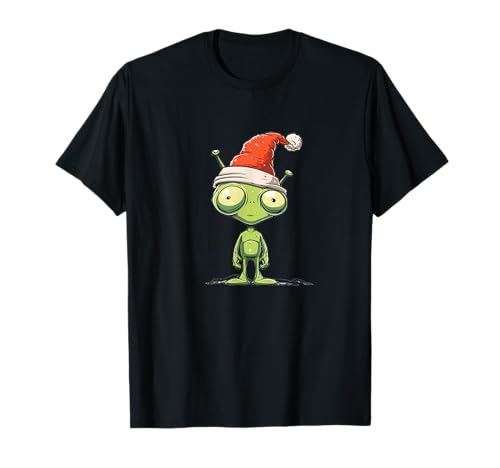 Schöner grüner Alien im Weihnachtsmützen-Look für Jungen und Mädchen T-Shirt von Space Christmas