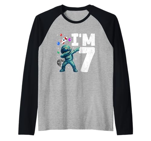 I'm 7 Cosmic Dabbing Astronaut Galaxy Birthday Boy Adventure Raglan von Space Explorer 7th Birthday Gifts Store by MJ