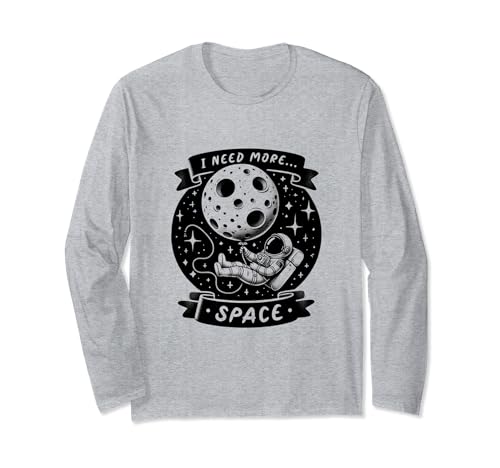 Lustiges Zitat Space Man Astronaut Retro I Need More Space Langarmshirt von Space Lover | Outer Space Themed design