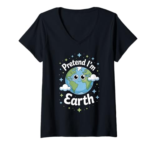 Damen Pretend I'm Earth T-Shirt mit V-Ausschnitt Damen Pretend I'm Earth T-Shirt mit V-Ausschnitt von Space Planets System Science Earth