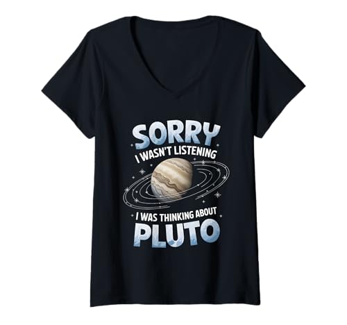 Damen Entschuldigung, ich Habe Pluto Nicht gehört T-Shirt mit V-Ausschnitt Damen Entschuldigung, ich Habe Pluto Nicht gehört T-Shirt mit V-Ausschnitt von Space Planets System Science Pluto