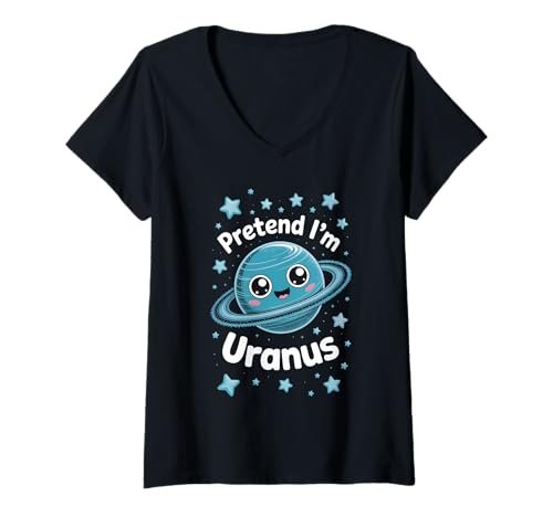 Damen Pretend I'm Uranus T-Shirt mit V-Ausschnitt Damen Pretend I'm Uranus T-Shirt mit V-Ausschnitt von Space Planets System Science Uranus