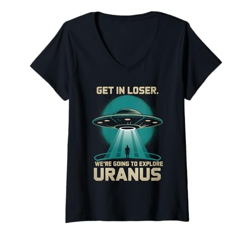 Damen Steigen Sie EIN, Verlierer, wir Werden Uranus erkunden T-Shirt mit V-Ausschnitt Damen Steigen Sie EIN, Verlierer, wir Werden Uranus erkunden T-Shirt mit V-Ausschnitt von Space Planets System Science Uranus