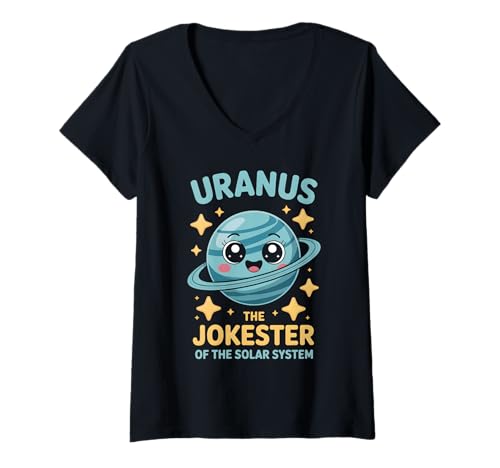 Damen Uranus Der Jokester des Sonnensystems T-Shirt mit V-Ausschnitt von Space Planets System Science Uranus
