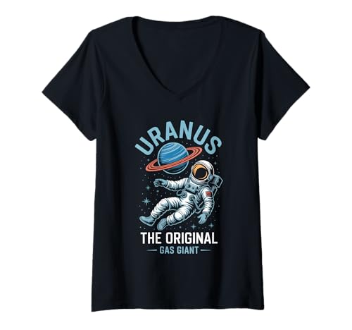 Damen Uranus Der ursprüngliche Gasriese T-Shirt mit V-Ausschnitt Damen Uranus Der ursprüngliche Gasriese T-Shirt mit V-Ausschnitt von Space Planets System Science Uranus