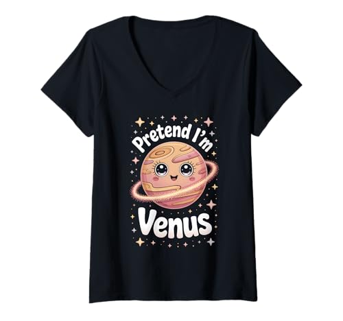 Damen Pretend I'm Venus T-Shirt mit V-Ausschnitt Damen Pretend I'm Venus T-Shirt mit V-Ausschnitt von Space Planets System Science Venus