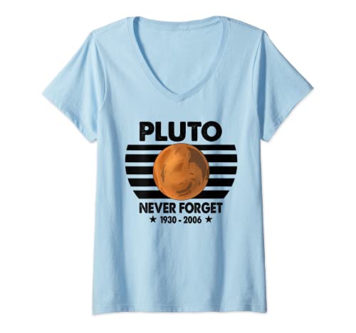 Damen Pluto nie vergessen T-Shirt mit V-Ausschnitt Damen Pluto nie vergessen T-Shirt mit V-Ausschnitt von Space Pluto NASA Kindergeschenke