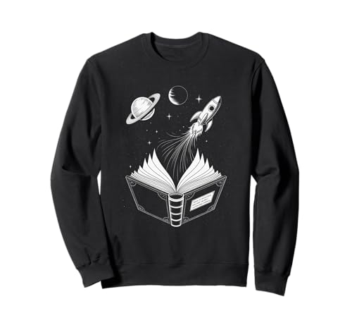 Novelty Universe Books Galaxy Adventure Drawing für Damen und Herren Sweatshirt von Space Rocket Planets Fantasy Art Reading Space