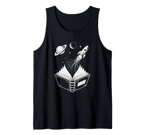Novelty Universe Books Galaxy Adventure Drawing für Damen und Herren Tank Top Novelty Universe Books Galaxy Adventure Drawing für Damen und Herren Tank Top von Space Rocket Planets Fantasy Art Reading Space