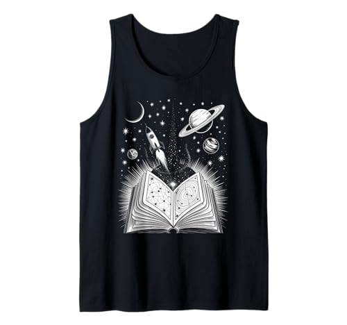 Novelty Universe Books Galaxy Adventure Drawing für Damen und Herren Tank Top Novelty Universe Books Galaxy Adventure Drawing für Damen und Herren Tank Top von Space Rocket Planets Fantasy Art Reading Space
