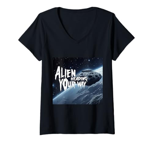 Damen Das Schiff der Weltraum-Aliens von Solar Systems Tees kommt auf Sie zu T-Shirt mit V-Ausschnitt Damen Das Schiff der Weltraum-Aliens von Solar Systems Tees kommt auf Sie zu T-Shirt mit V-Ausschnitt von Space System Alien Store