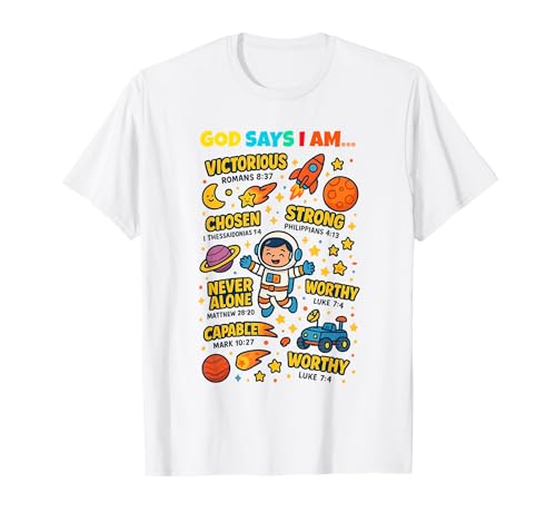 God Says I Am Outer Space Themed Bible Christian Kids Boys T-Shirt God Says I Am Outer Space Themed Bible Christian Kids Boys T-Shirt von Space Themed Bible Christian Apparel
