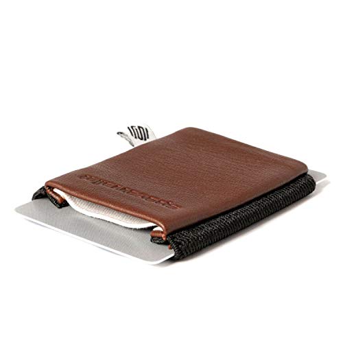 Space Wallet Echt-Leder Slim Wallet braun-schwarz - Sehr kleine Geldbörse/Portemonnaie - 15 Karten + Geldscheine - Kartenetui mit Scheinfach - Classic Black Chocolate von Space Wallet