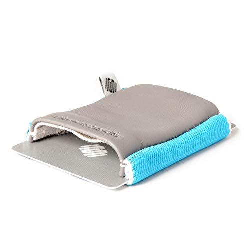 Space Wallet Echt-Leder Slim Wallet hellgrau-Cyan - Sehr kleine Geldbörse/Portemonnaie - 15 Karten + Geldscheine - Kartenetui mit Scheinfach - Classic Surfer Grey von Space Wallet