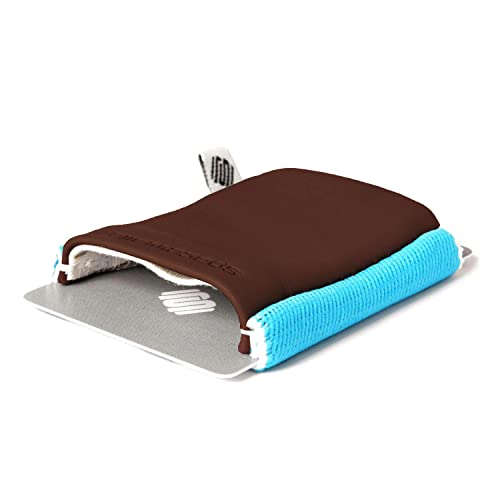 Space Wallet Echt-Leder Slim Wallet braun-Cyan - Sehr kleine Geldbörse/Portemonnaie - 15 Karten + Geldscheine - Kartenetui mit Scheinfach - Classic Surfer Brown von Space Wallet