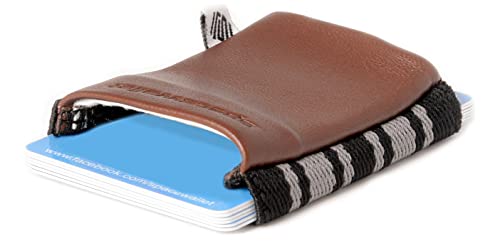 Space Wallet Echt-Leder Slim Wallet braun-gestreift - Sehr kleine Geldbörse/Portemonnaie - 15 Karten + Geldscheine - Kartenetui mit Scheinfach - Classic Business Brown von Space Wallet