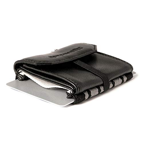Space Wallet Mini Geldbörse für Frauen & Männer I Sehr kleines Echtleder Wallet/Portemonnaie mit Münzfach I 15 Karten + Geldscheine + Münzen I Pull Business Black von Space Wallet