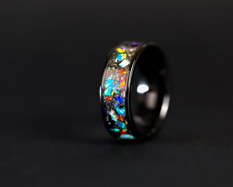 Echter Meteorit Ehering, Einzigartiges Ehering Mit Meteorit, Universum Ring von SpaceAgeRings