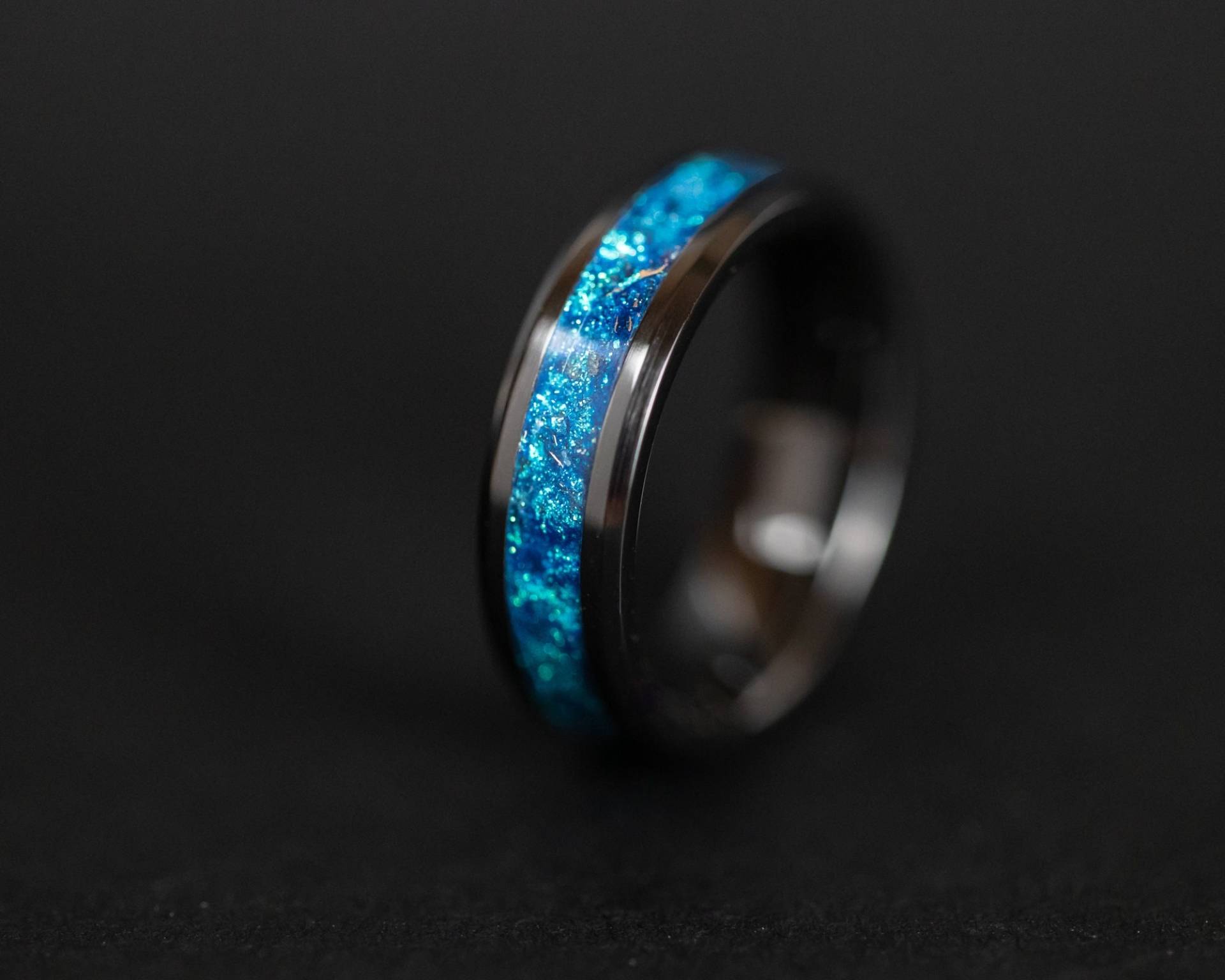 Meteorit Ring, Echter Blauer Galaxie Herren Ehering, Handmade in Usa von SpaceAgeRings