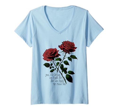 Damen We Fight For Roses Too - Brot und Rosen T-Shirt mit V-Ausschnitt von SpaceDogLaika
