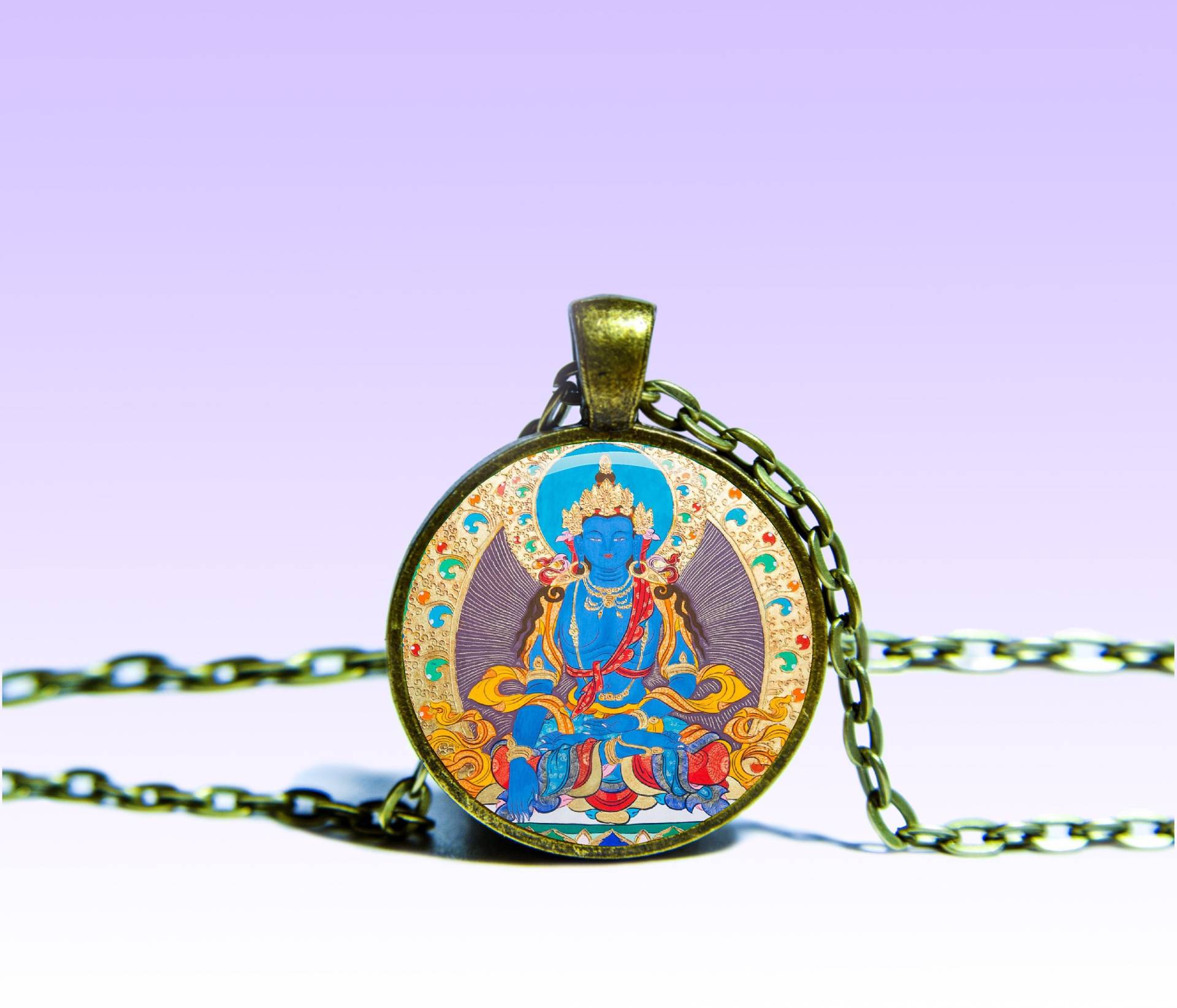 Blaue Tara Dakini Halskette Lotus Amulett Charm, Yoga Om Anhänger Blaue Tara Dakini Halskette Lotus Amulett Charm, Yoga Om Anhänger von SpacePendant