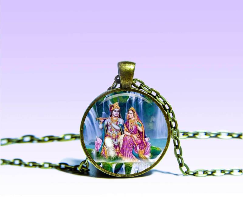 Krishna Und Radha Halskette Gott Göttin Der Liebe Amulett Krishna Und Radha Halskette Gott Göttin Der Liebe Amulett von SpacePendant