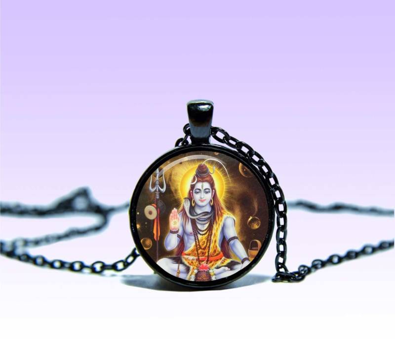 Lord Shiva Anhänger Halskette Yoga Om Lotus Amulett von SpacePendant