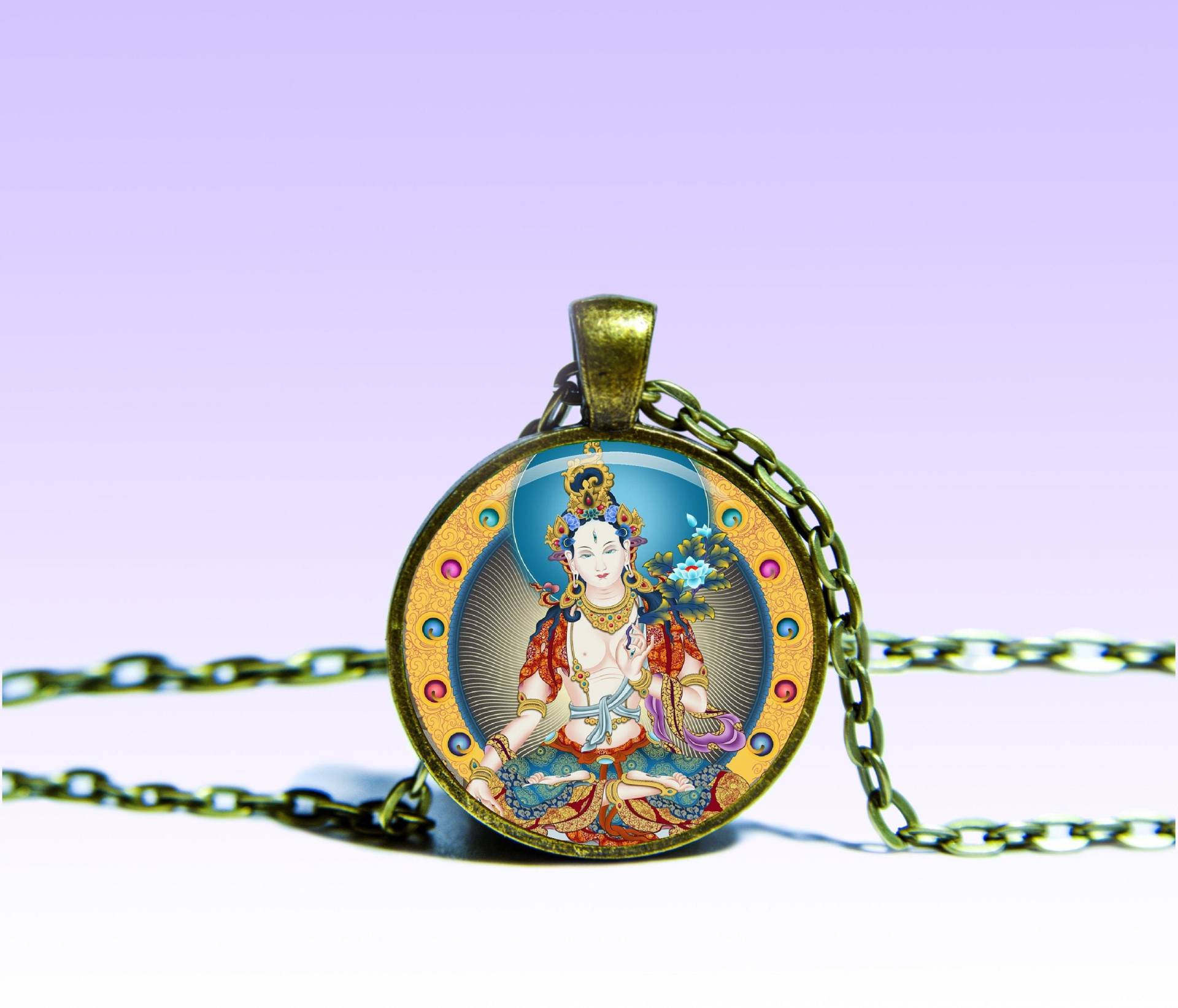 Mandarava Sita Tara Amulett Halskette Weiße Anhänger, Yoga Lotus Anhänger Mandarava Sita Tara Amulett Halskette Weiße Anhänger, Yoga Lotus Anhänger von SpacePendant
