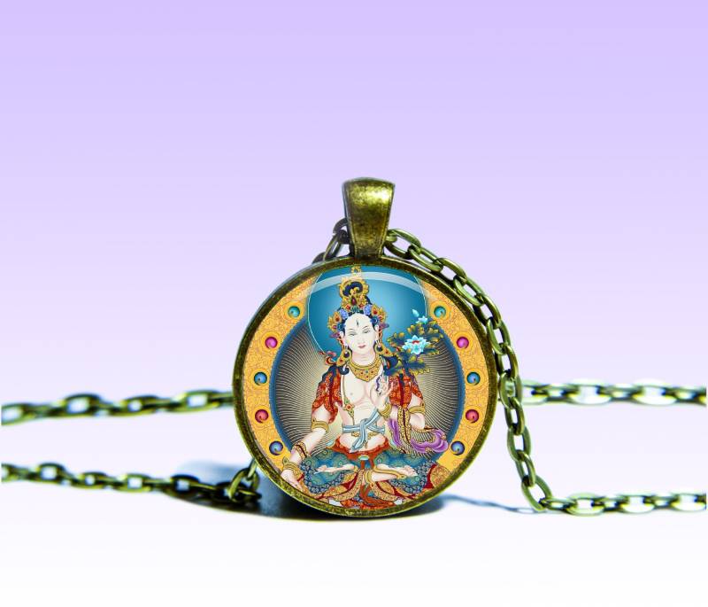 Mandarava Sita Tara Amulett Halskette Weiße Anhänger, Yoga Lotus Anhänger von SpacePendant