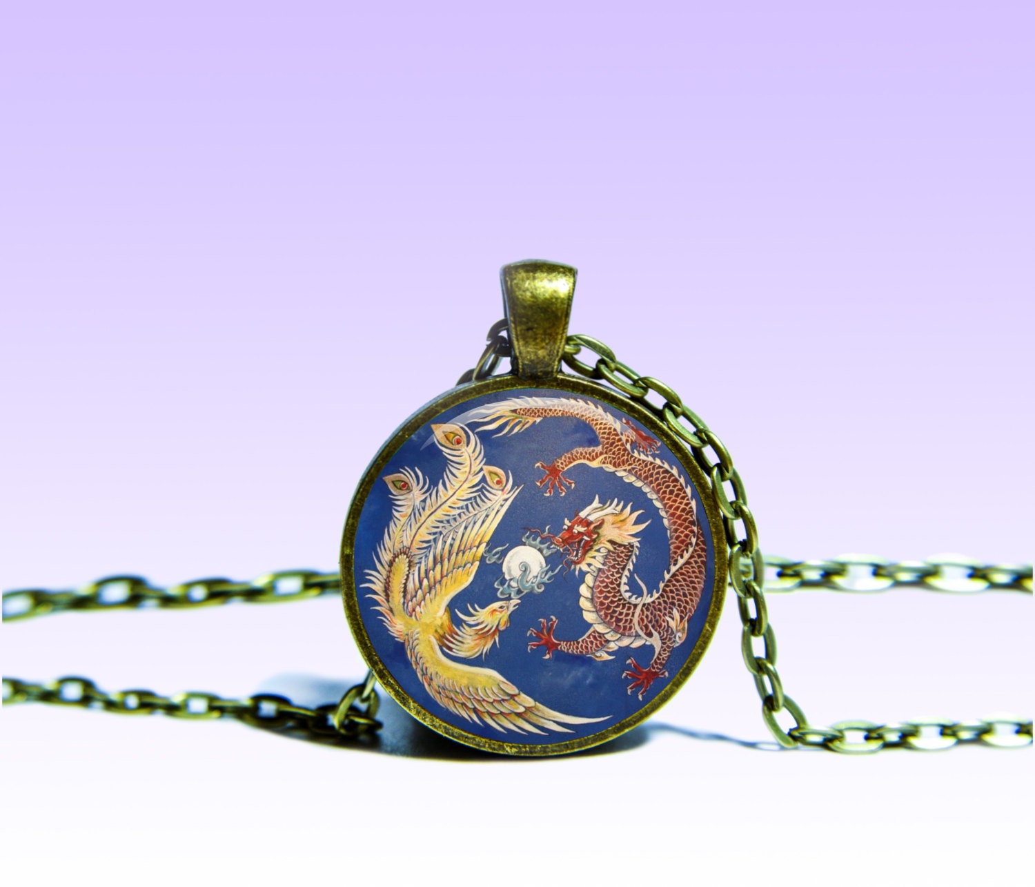 Phoenix Dragon Anhänger Astrologie Halskette Charm Amulett Yin-Yang Phoenix Dragon Anhänger Astrologie Halskette Charm Amulett Yin-Yang von SpacePendant