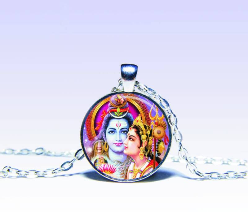 Shiva Und Parvati Anhänger Om Amulett Yoga Lotus von SpacePendant
