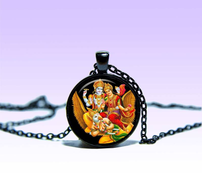 Vishnu Lakshmi Garuda Anhänger Göttin Amulett Halskette Om von SpacePendant